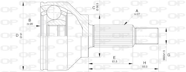 OPEN PARTS jungčių komplektas, kardaninis velenas CVJ5620.10